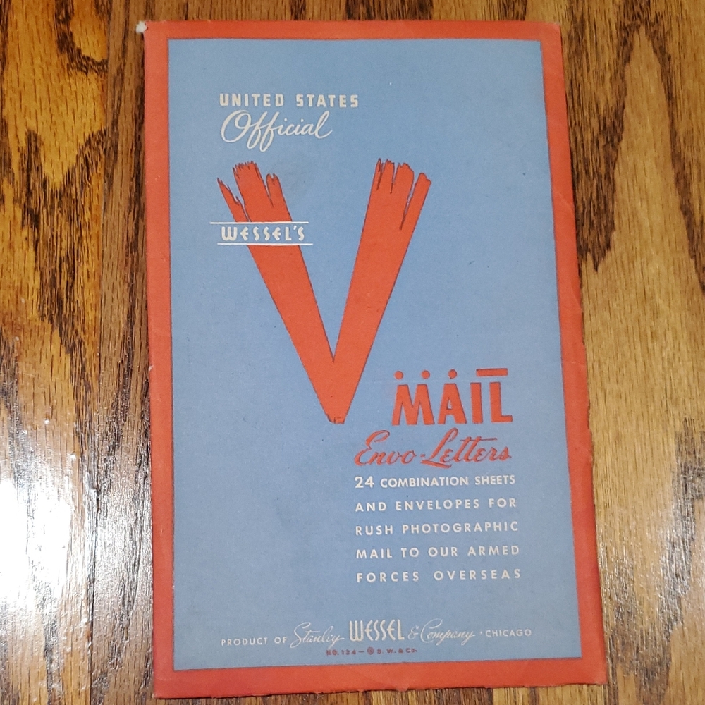 V-Mail Envo-Letters Blue and Red Vintage Stationery
